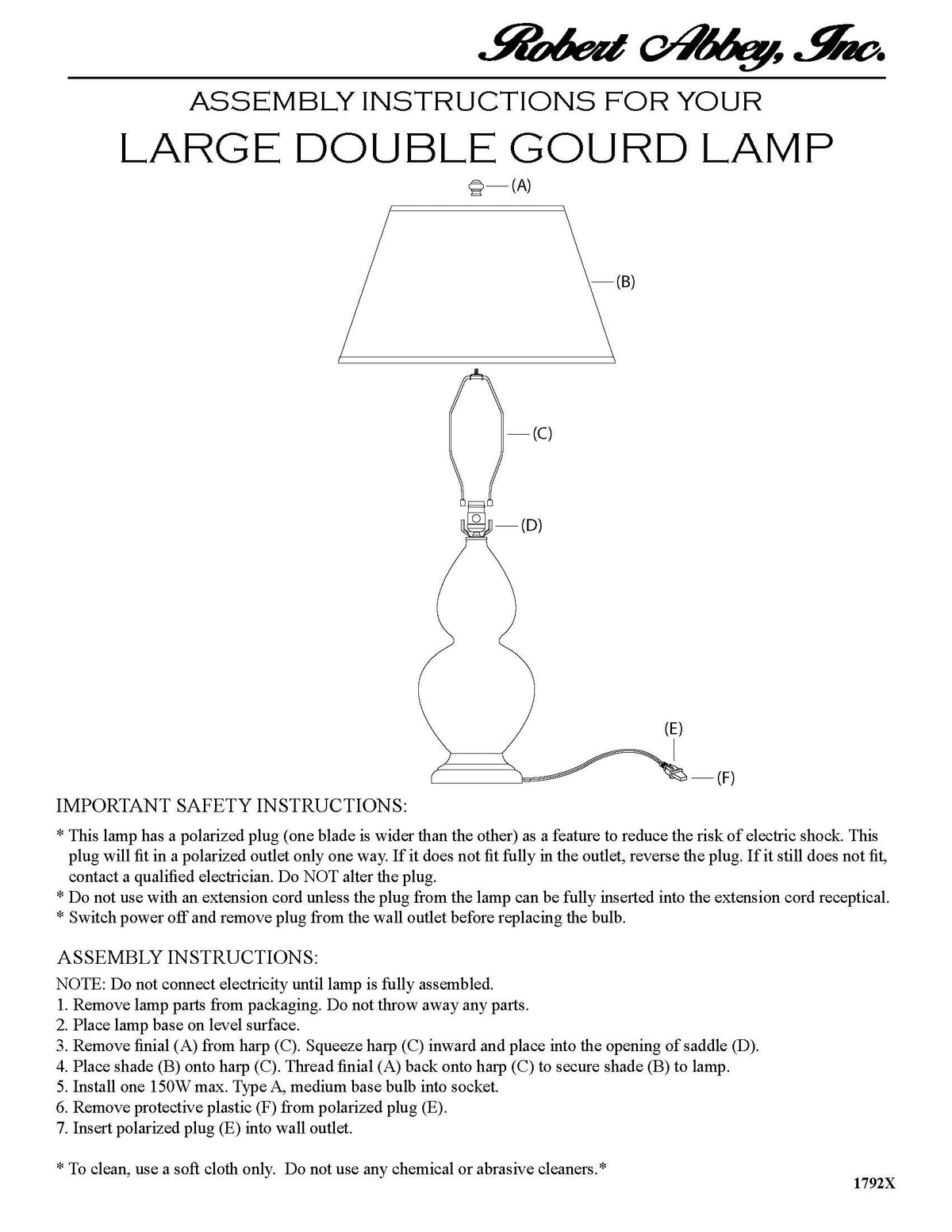 Robert Abbey (CR22R) 9.5" x 31" DOUBLE GOURD TABLE LAMP