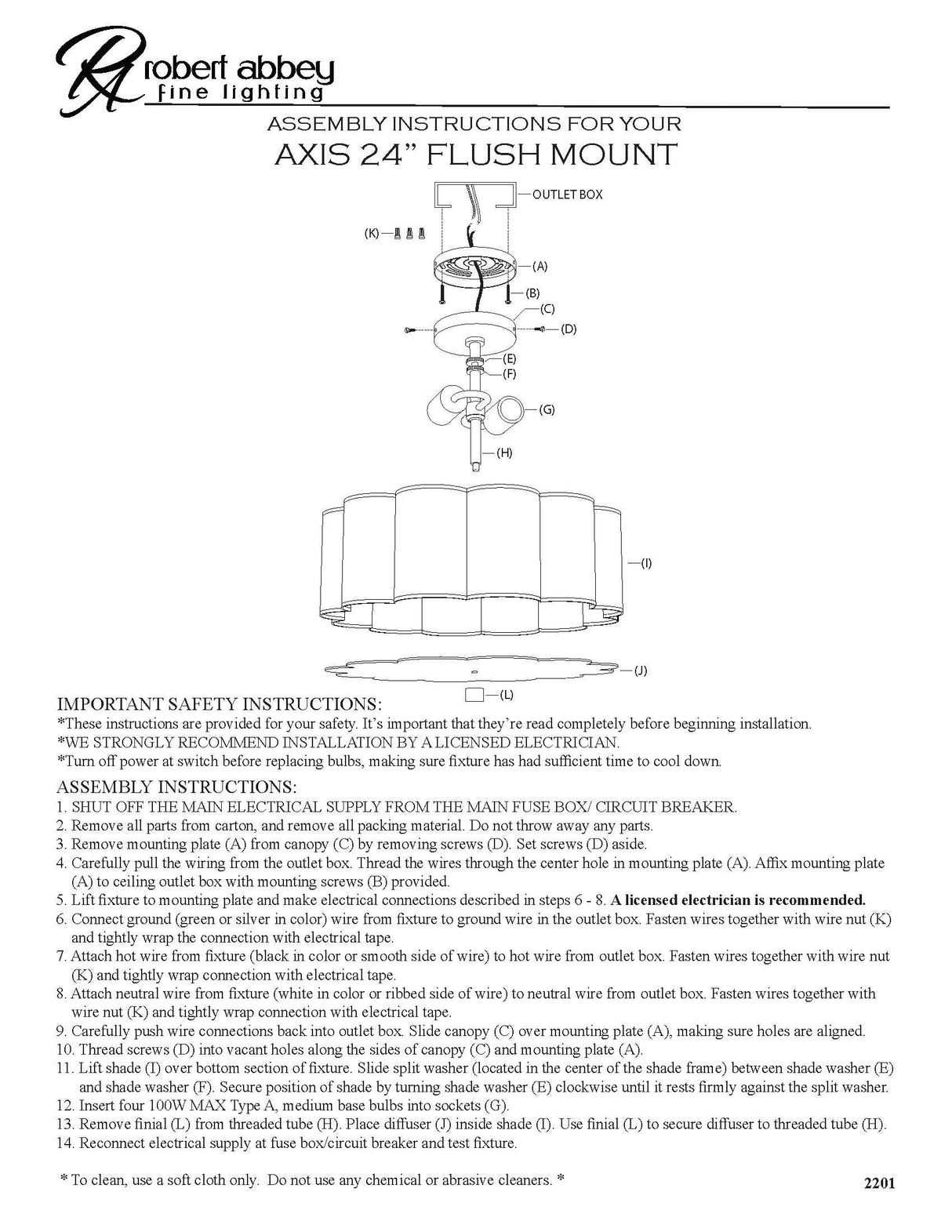 Robert Abbey (D2201) 24" x 10.25" AXIS FLUSHMOUNT