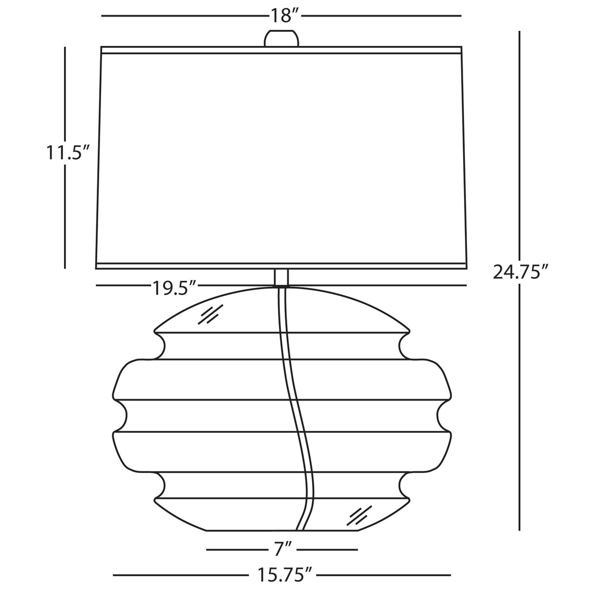 Robert Abbey (GY60) 15.63" x 24.75" HORIZON TABLE LAMP