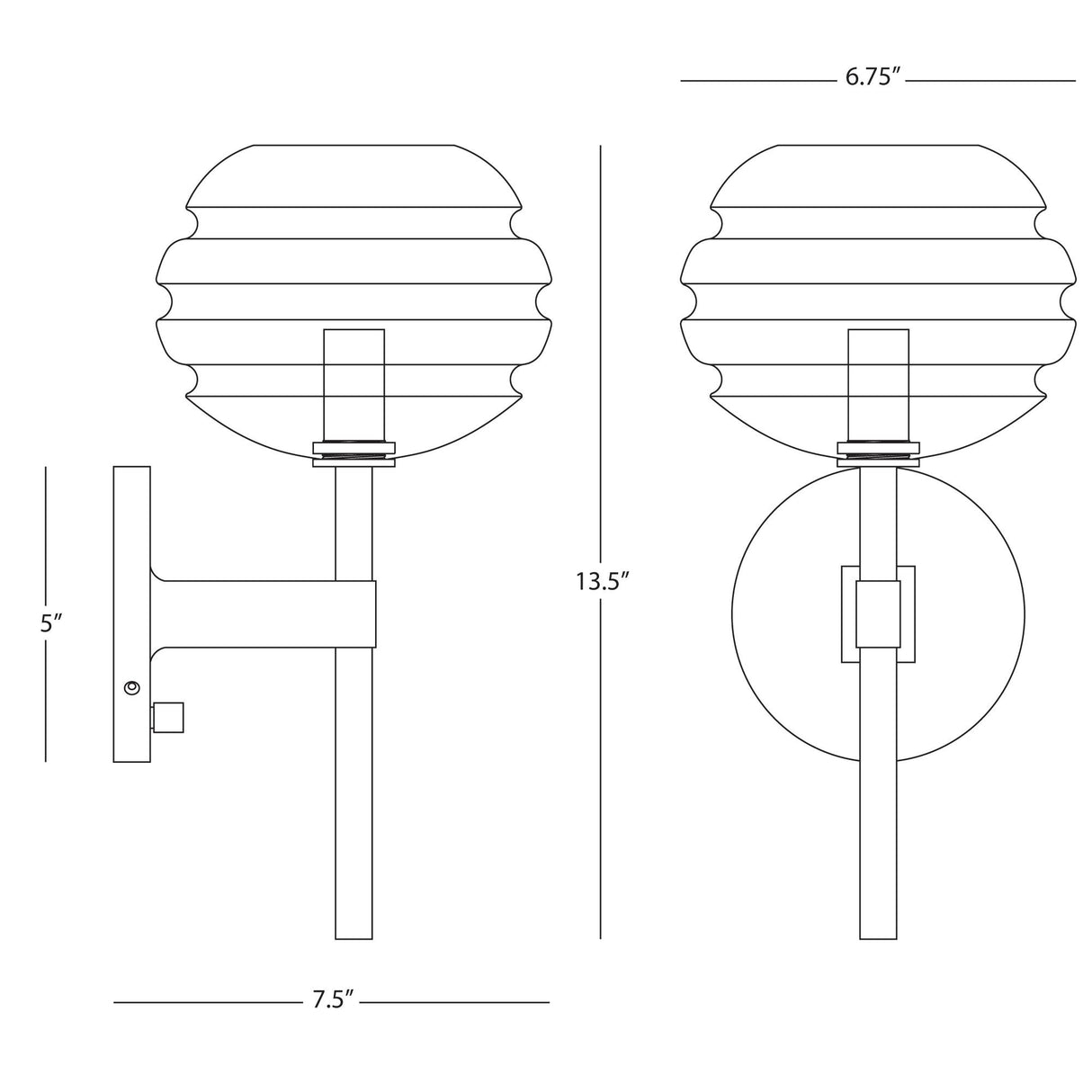 Robert Abbey (GY66) 6.75" x 13.5" HORIZON WALL SCONCE