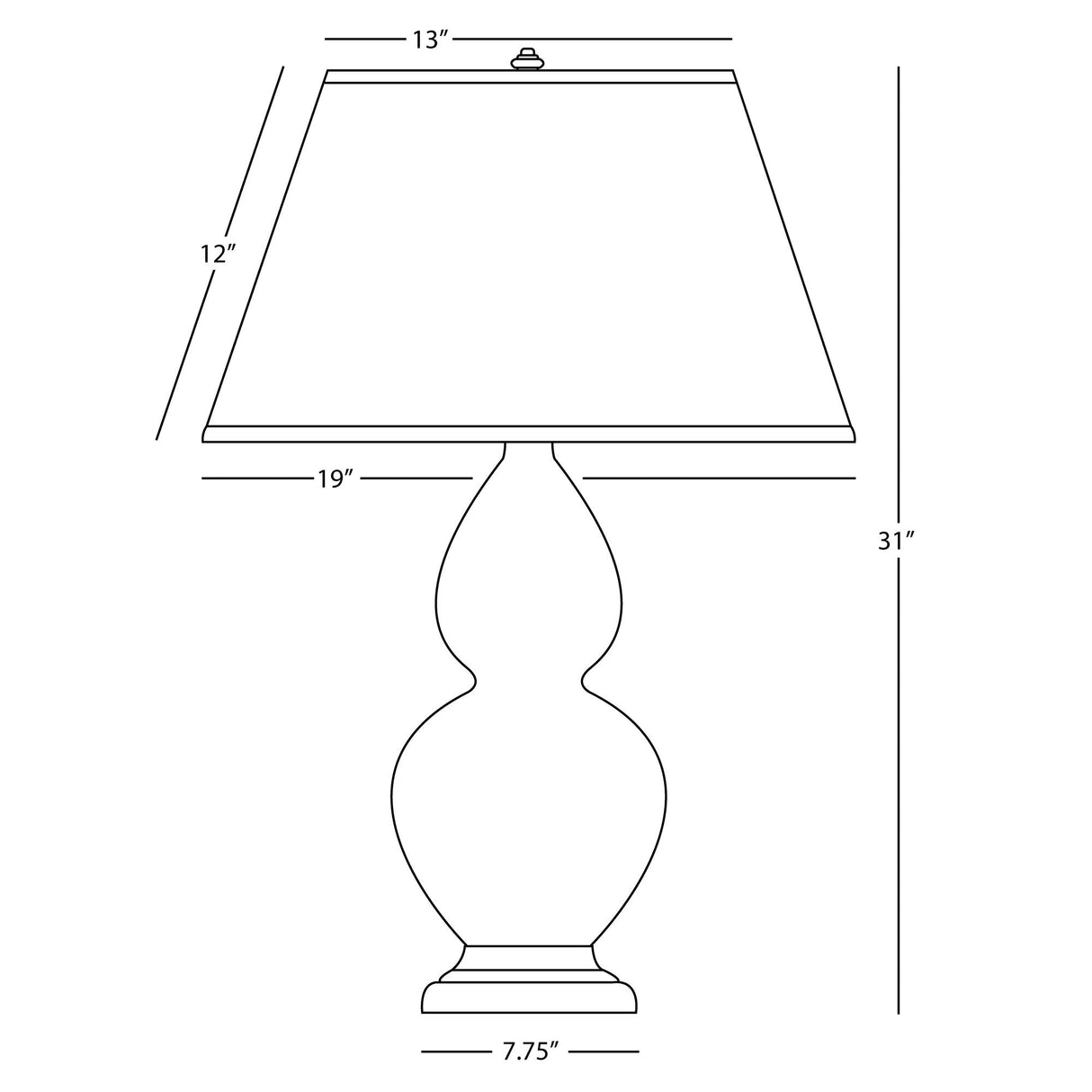 Robert Abbey (MCL55) 9.5" x 31" DOUBLE GOURD TABLE LAMP