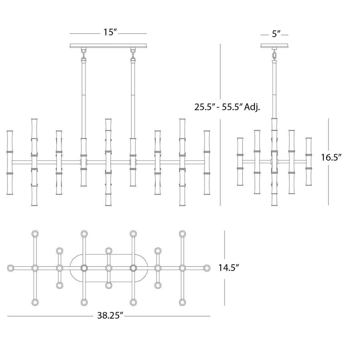 Robert Abbey (MMB78) 38.25" x 16.38" KANE CHANDELIER