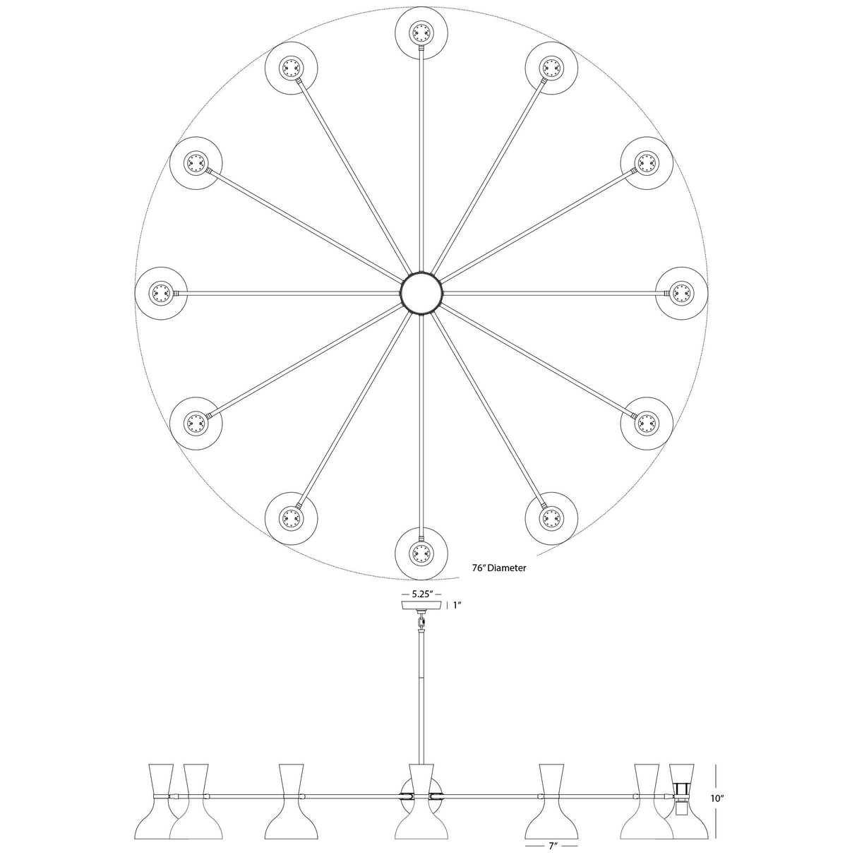 Robert Abbey (MN13MN) 76" x 10.19" CLARE CHANDELIER
