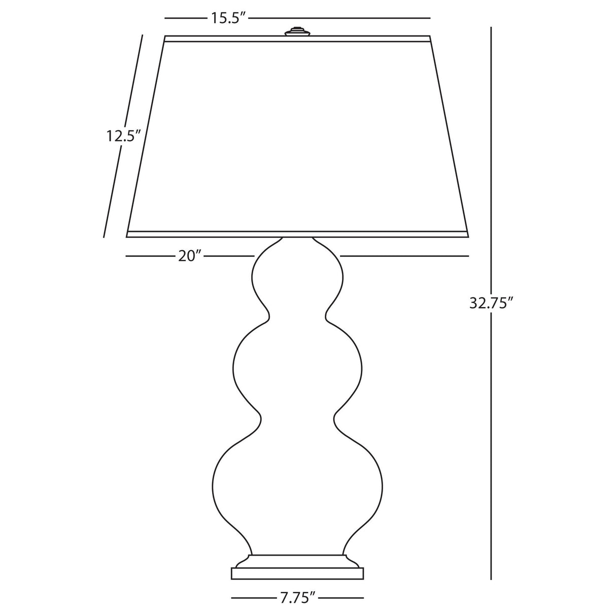 Robert Abbey (MOB42) 10" x 32.75" TRIPLE GOURD TABLE LAMP