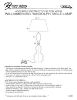 Robert Abbey (PG997) 10.25" x 30.63" WILLIAMSBURG RANDOLPH TABLE LAMP