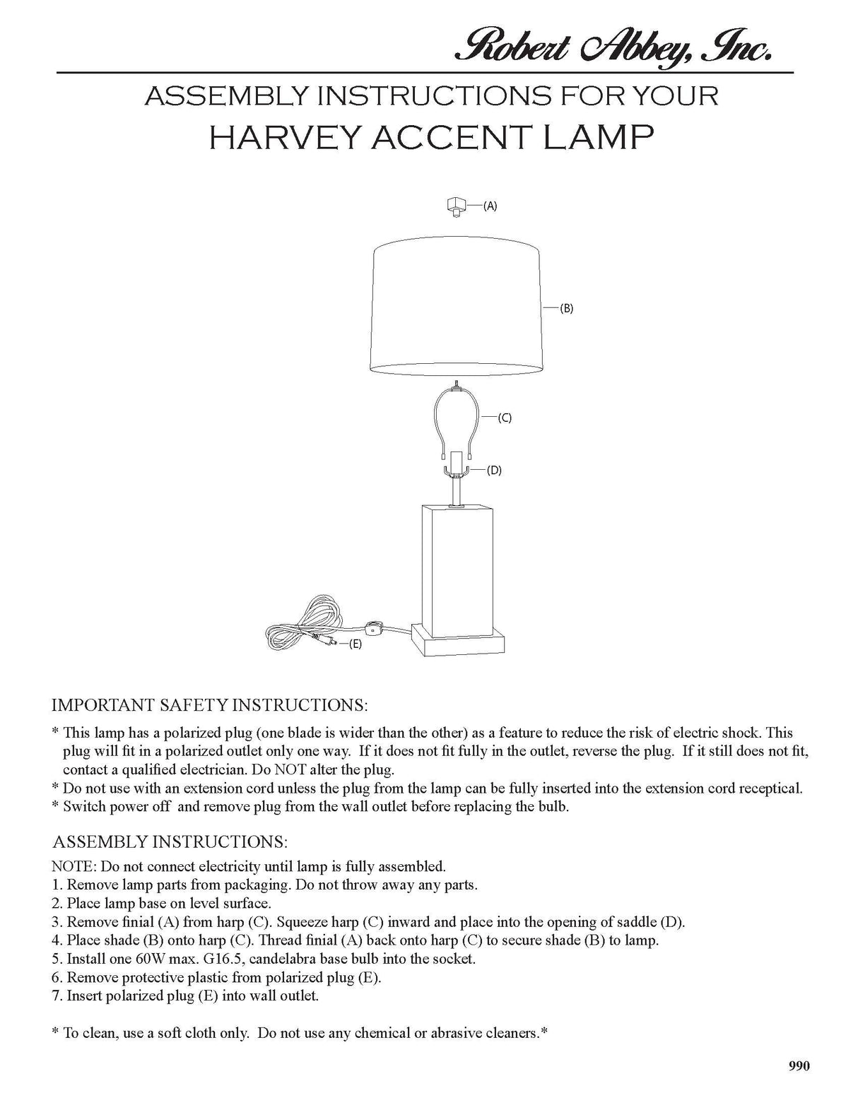 Robert Abbey (RR990) 4.13" x 19.13" HARVEY ACCENT LAMP