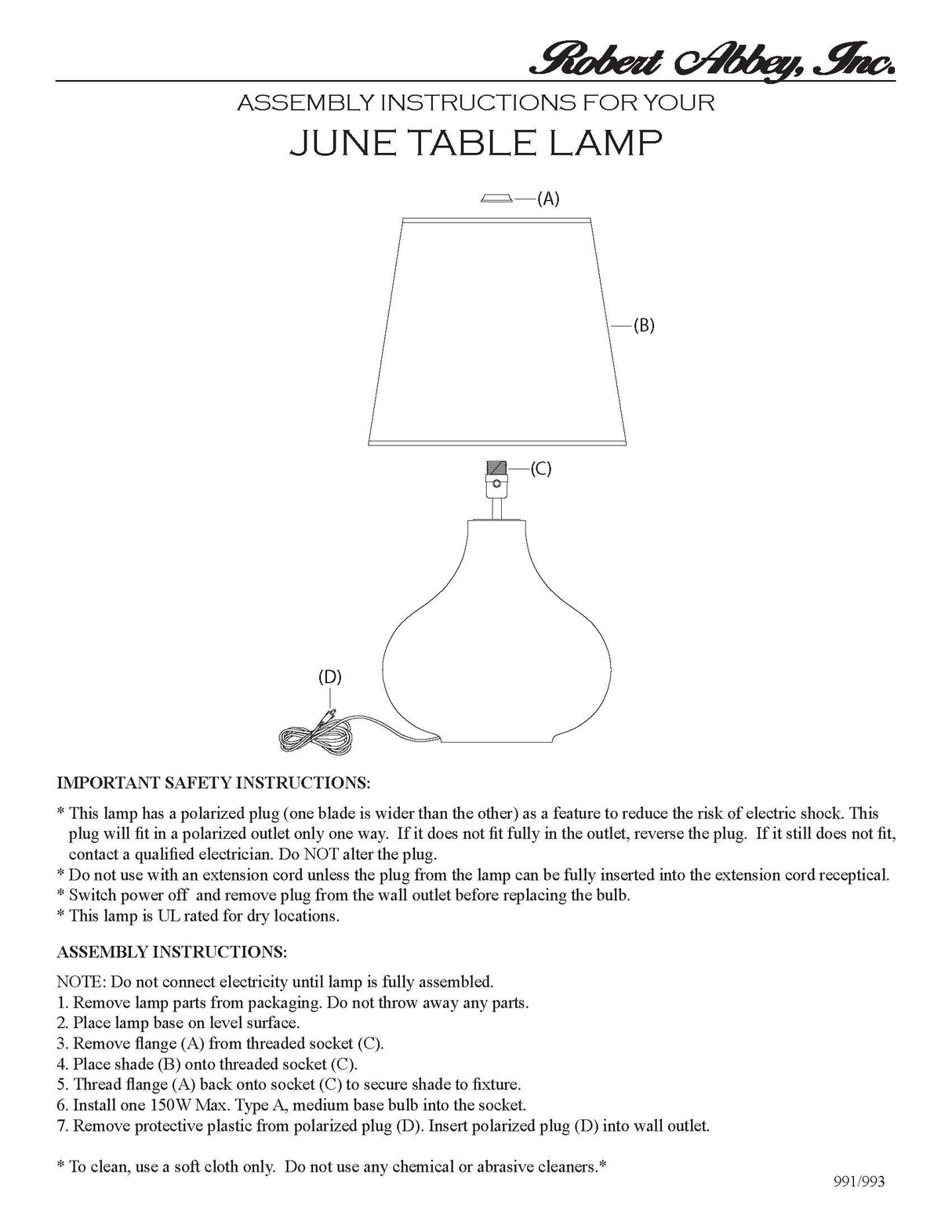 Robert Abbey (RR993) 15.75" x 30.75" JUNE TABLE LAMP
