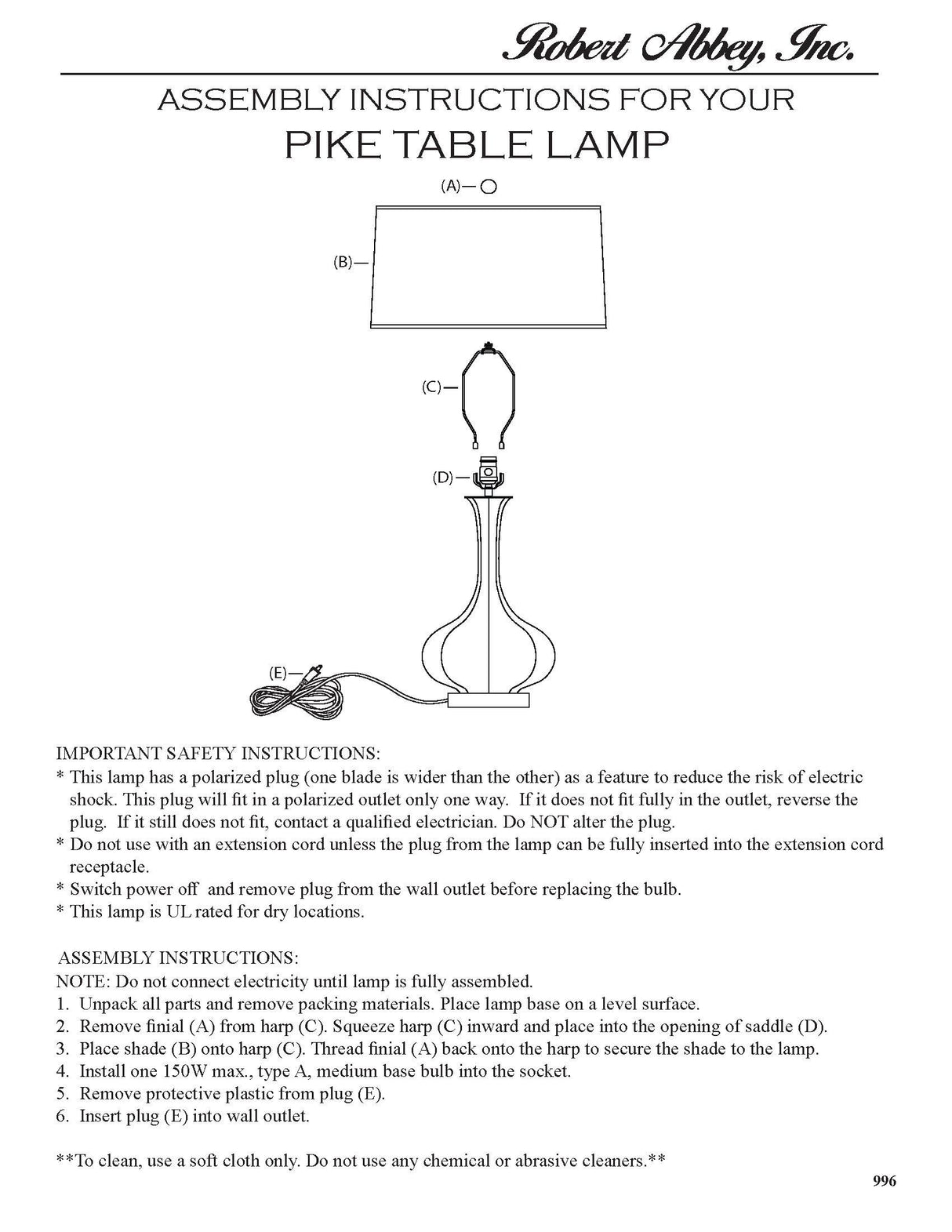 Robert Abbey (RZ996) 11.5" x 32.75" PIKE TABLE LAMP