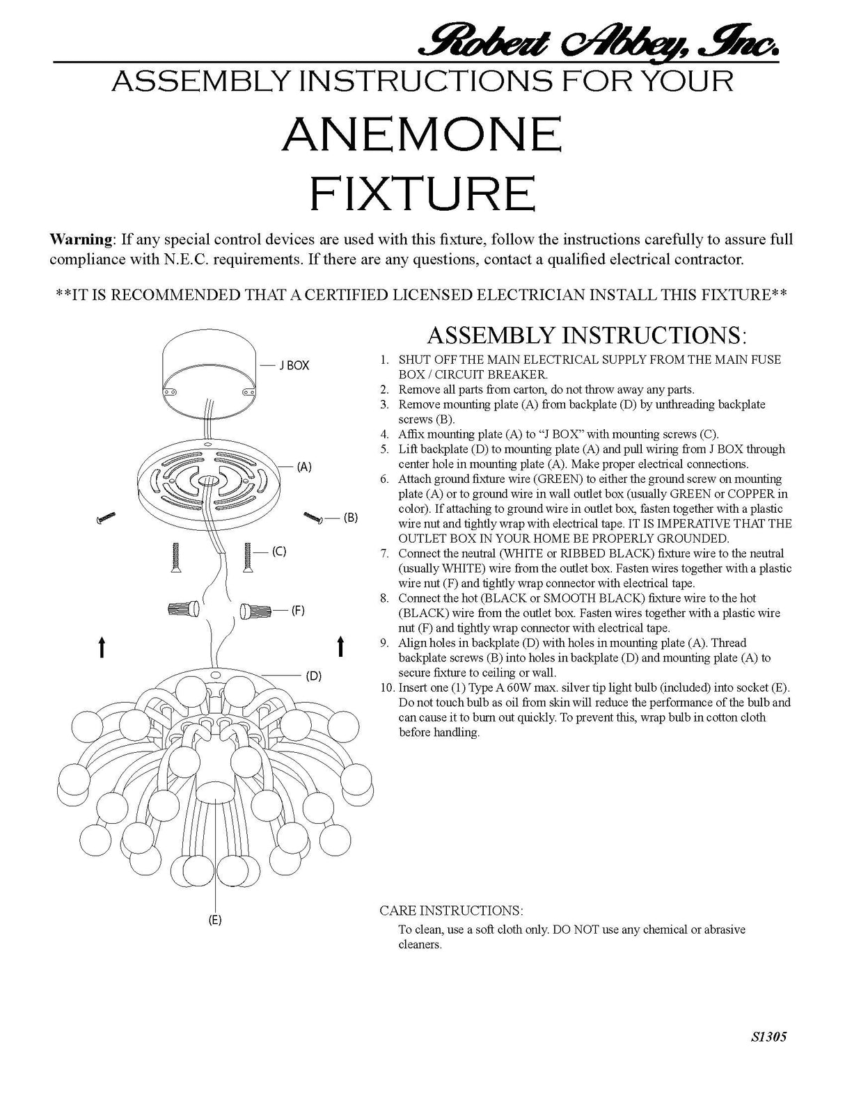 Robert Abbey (S1305) 13" x 6.25" ANEMONE FLUSHMOUNT