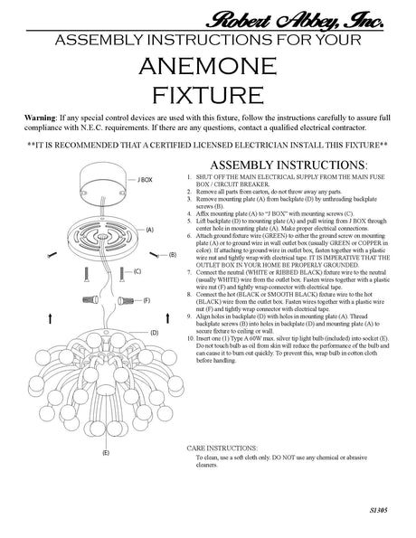 Robert Abbey (S1305) 13" x 6.25" ANEMONE FLUSHMOUNT