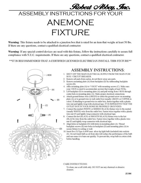 Robert Abbey (S1306) 23.5" x 11.63" ANEMONE FLUSHMOUNT