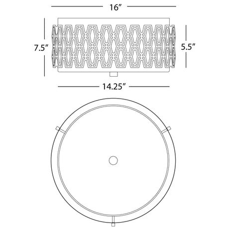 Robert Abbey (S203) 16" x 7.25" MARCEL FLUSHMOUNT