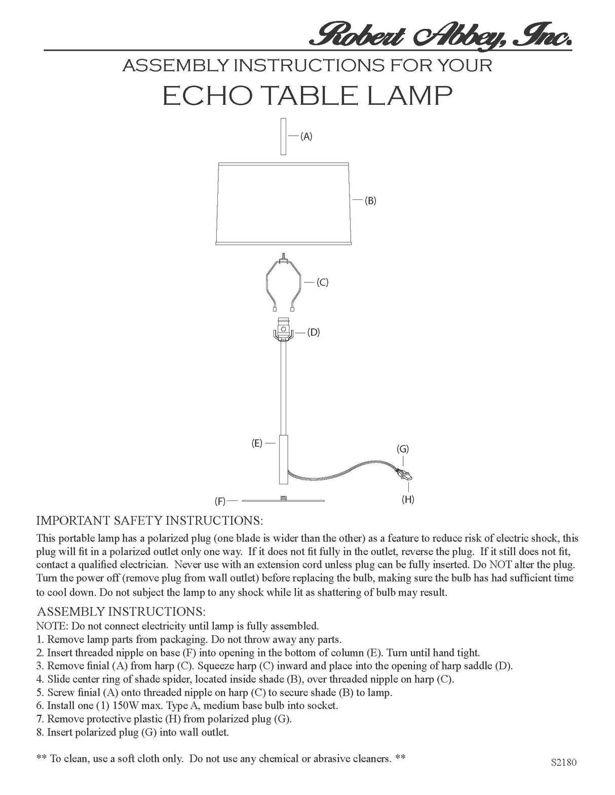 Robert Abbey (S2180) 10" x 30" ECHO TABLE LAMP