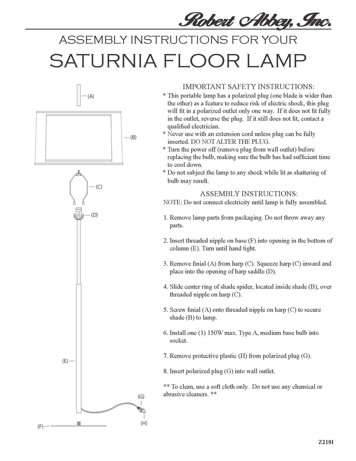Robert Abbey (S2191) 13" x 63.75" SATURNIA FLOOR LAMP