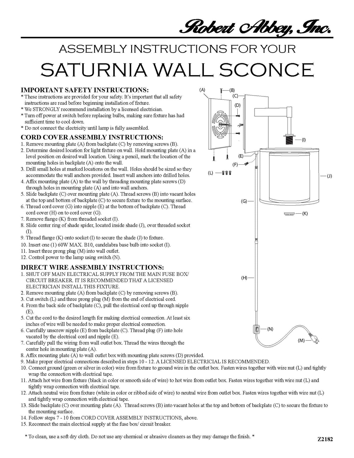 Robert Abbey (S2192) 8" x 11.88" SATURNIA WALL SCONCE