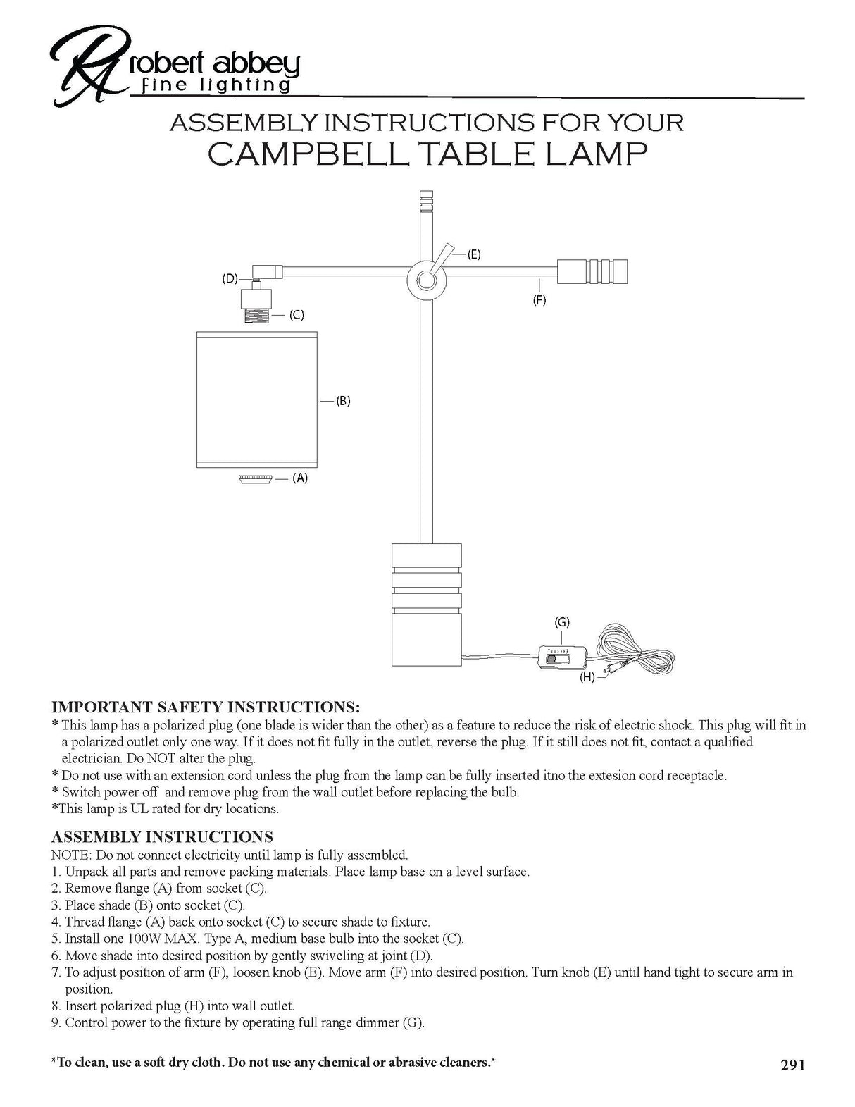 Robert Abbey (S291B) 7" x 27" CAMPBELL TABLE LAMP