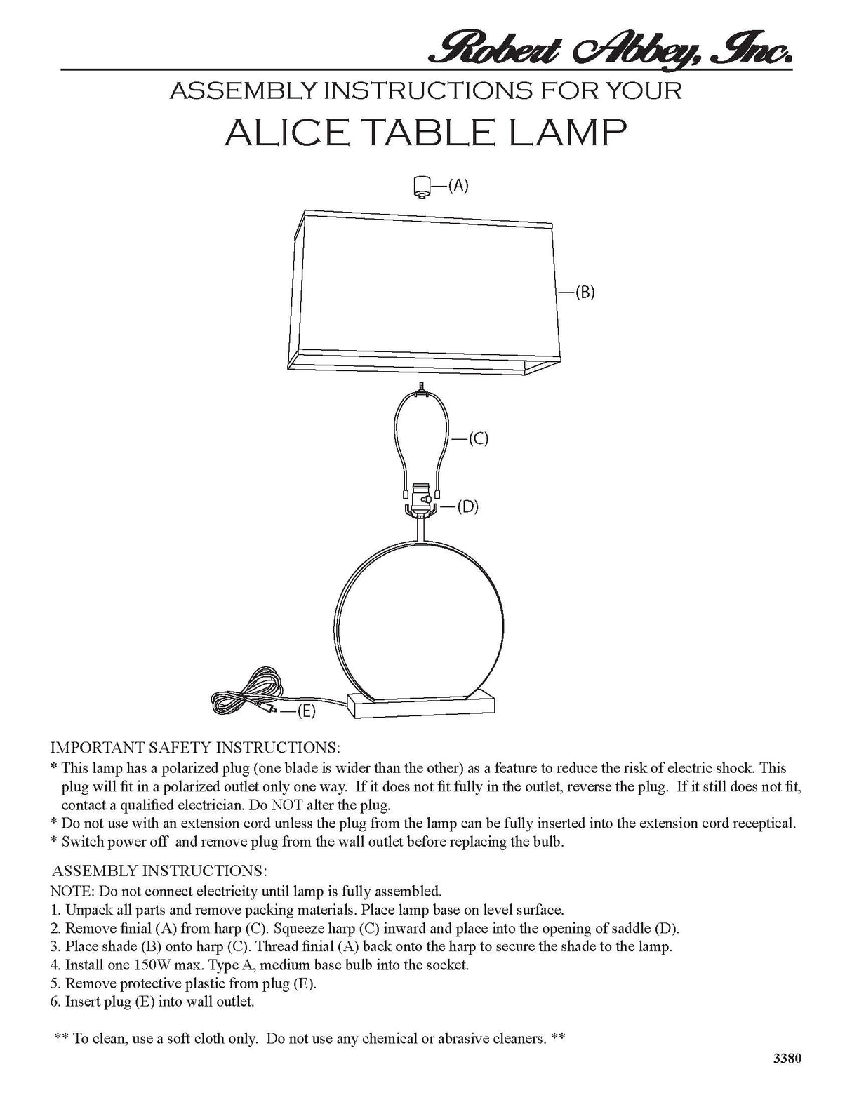 Robert Abbey (S3380) 12.5" x 27.5" ALICE TABLE LAMP