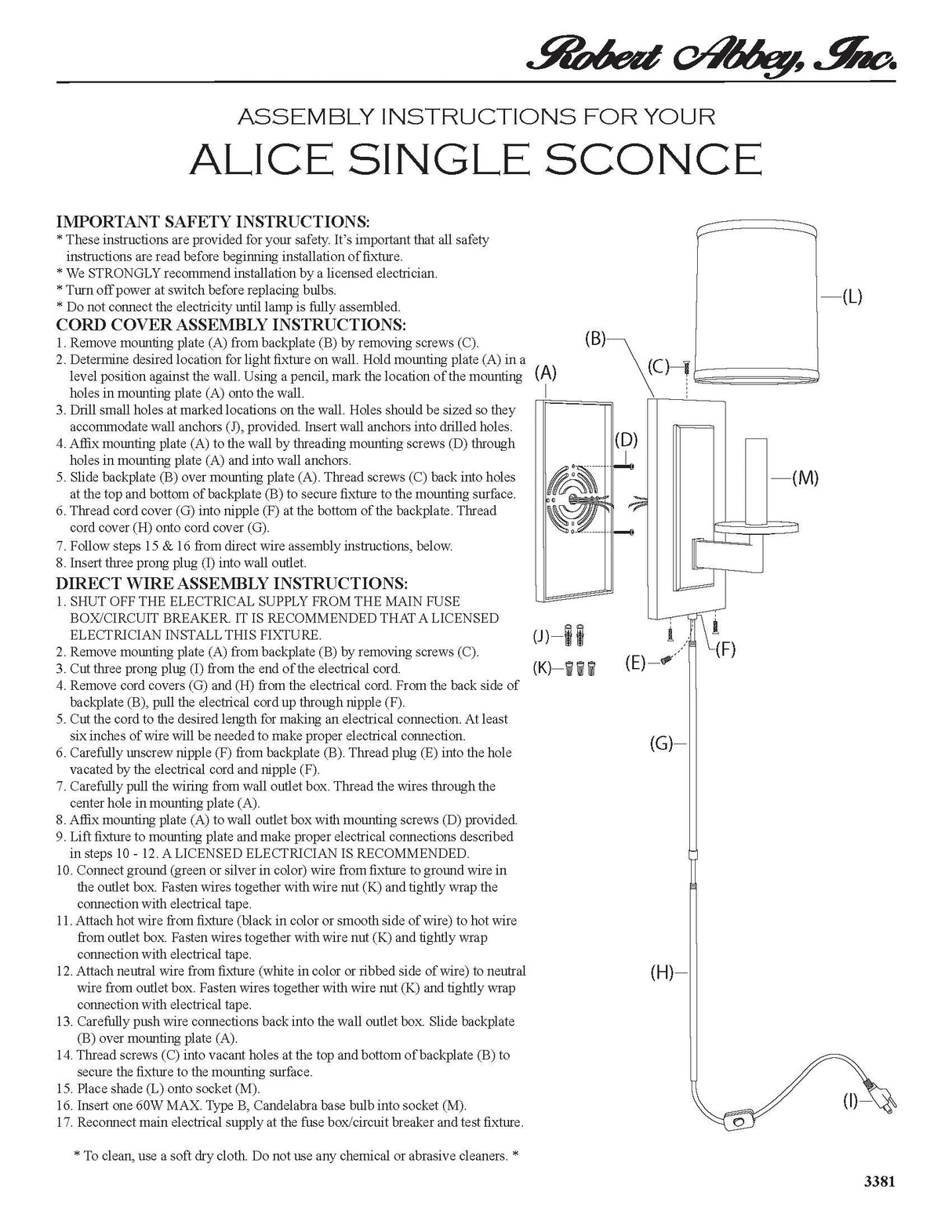 Robert Abbey (S3381) 6" x 14.5" ALICE WALL SCONCE
