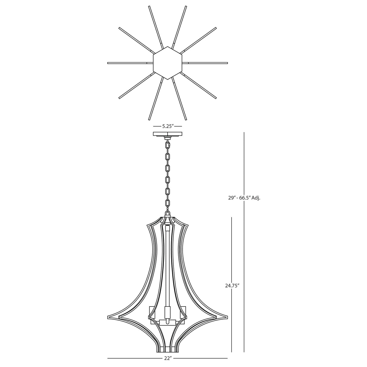 Robert Abbey (S467) 22" x 24.75" GRACE CHANDELIER