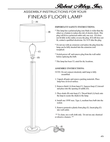 Robert Abbey (S473) 11" x 65.38" FINEAS FLOOR LAMP