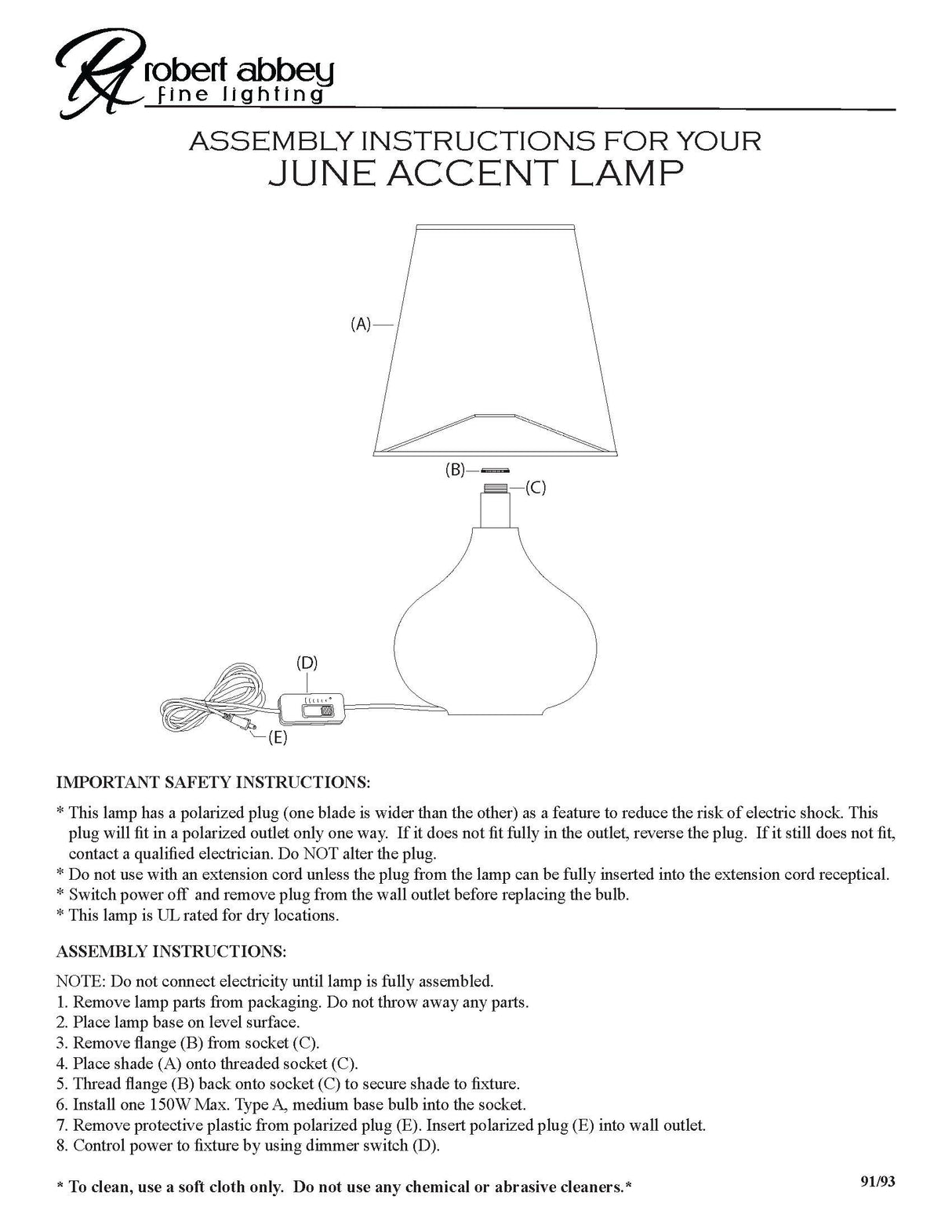 Robert Abbey (SA93) 11.88" x 23.5" JUNE ACCENT LAMP