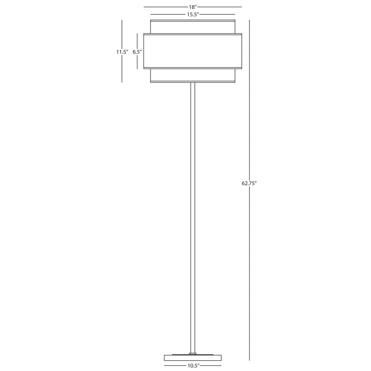 Robert Abbey (VW133) 10.5" x 62.63" DECKER FLOOR LAMP