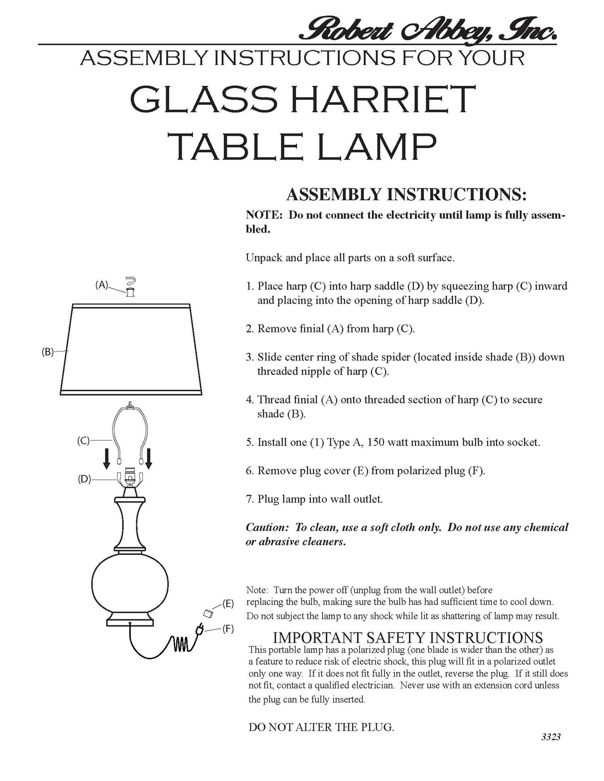 Robert Abbey (W3323) 8.75" x 27" GLASS HARRIET TABLE LAMP
