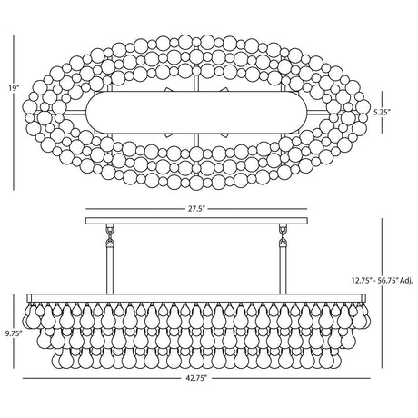 Robert Abbey (Z1007) 42.75" x 9.75" BLING CHANDELIER
