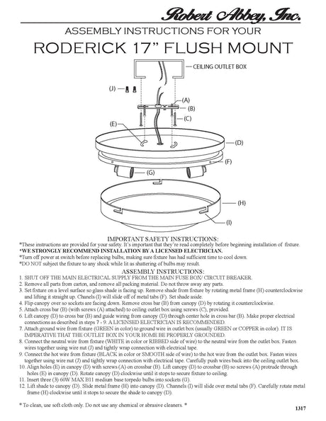 Robert Abbey (Z1317) 15.75" x 5.25" RODERICK FLUSHMOUNT