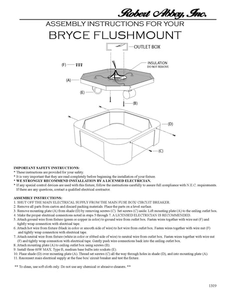 Robert Abbey (Z1319) 14" x 4" BRYCE FLUSHMOUNT