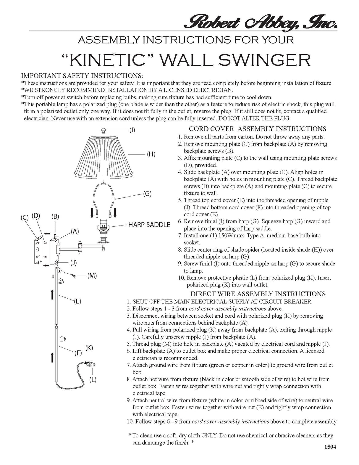 Robert Abbey (Z1504XXX) 3" x 15.25" KINETIC WALL SWINGER