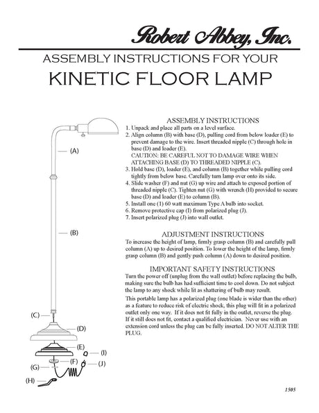 Robert Abbey (Z1505DBZ) 10" x 37.5" KINETIC FLOOR LAMP