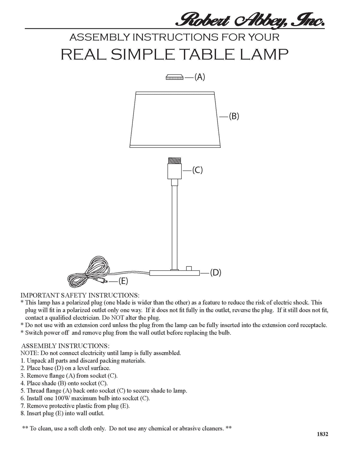 Robert Abbey (Z1812) 7" x 22.75" REAL SIMPLE TABLE LAMP