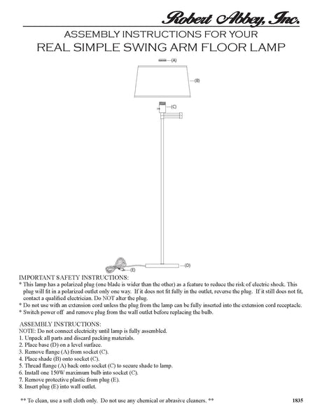 Robert Abbey (Z1815) 10" x 55.5" REAL SIMPLE FLOOR LAMP