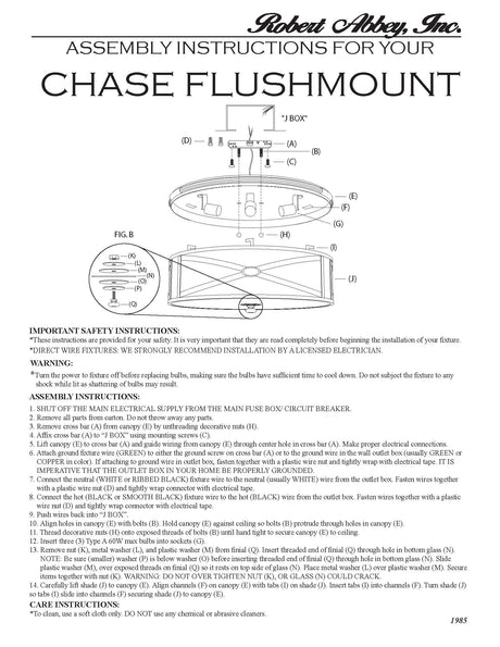 Robert Abbey (Z1985) 15" x 6.25" CHASE FLUSHMOUNT