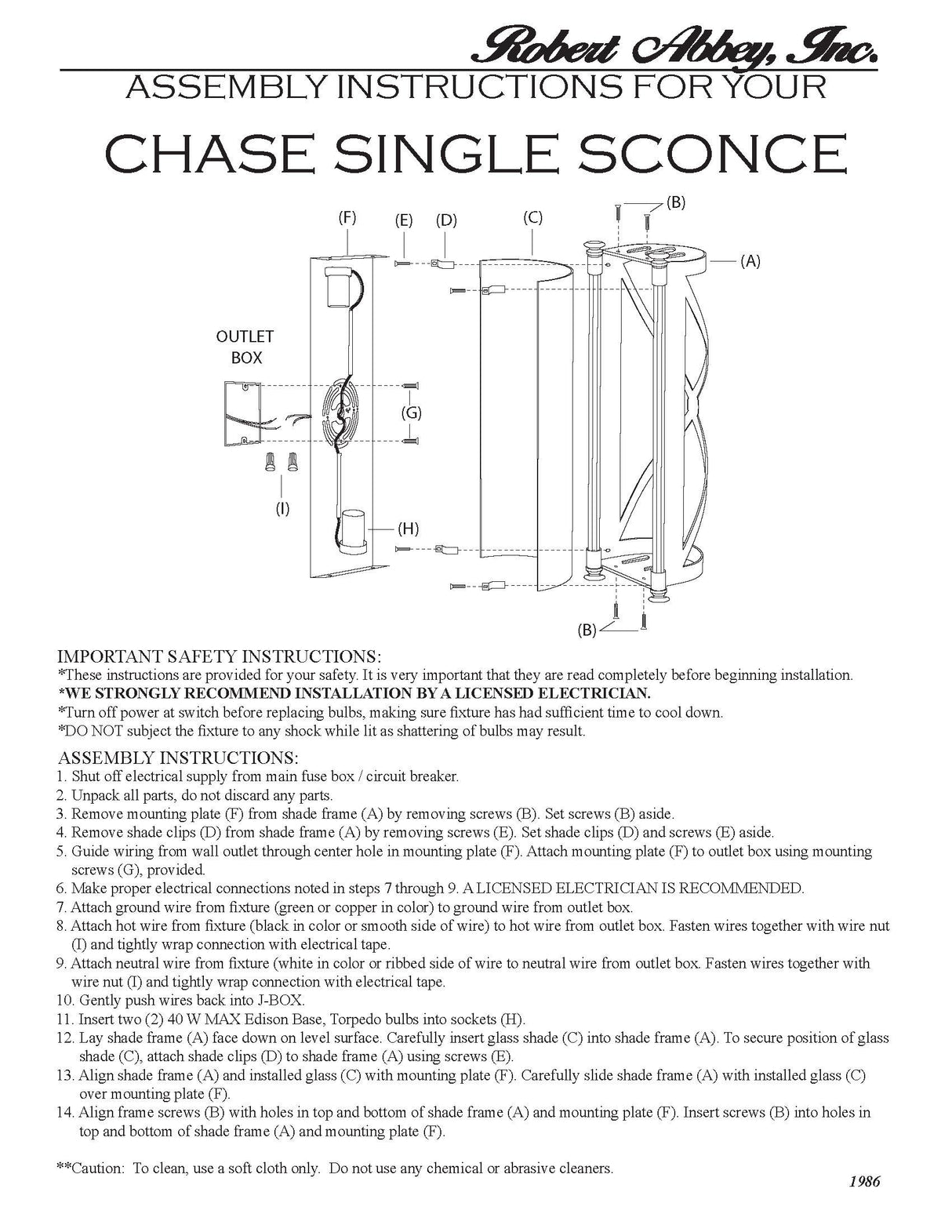 Robert Abbey (Z1986) 6.5" x 16.38" CHASE WALL SCONCE