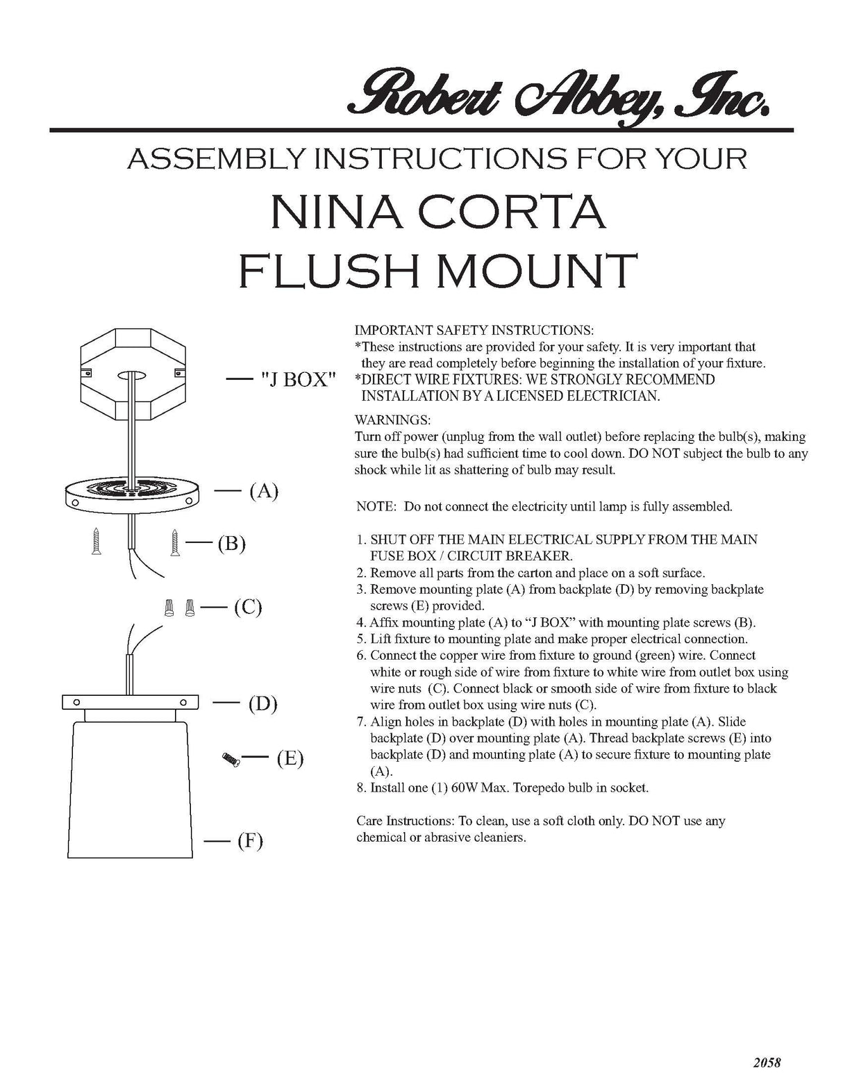 Robert Abbey (Z2058) 6" x 7.19" RICO ESPINET NINA FLUSHMOUNT