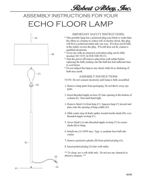 Robert Abbey (Z2171) 13" x 63.75" ECHO FLOOR LAMP
