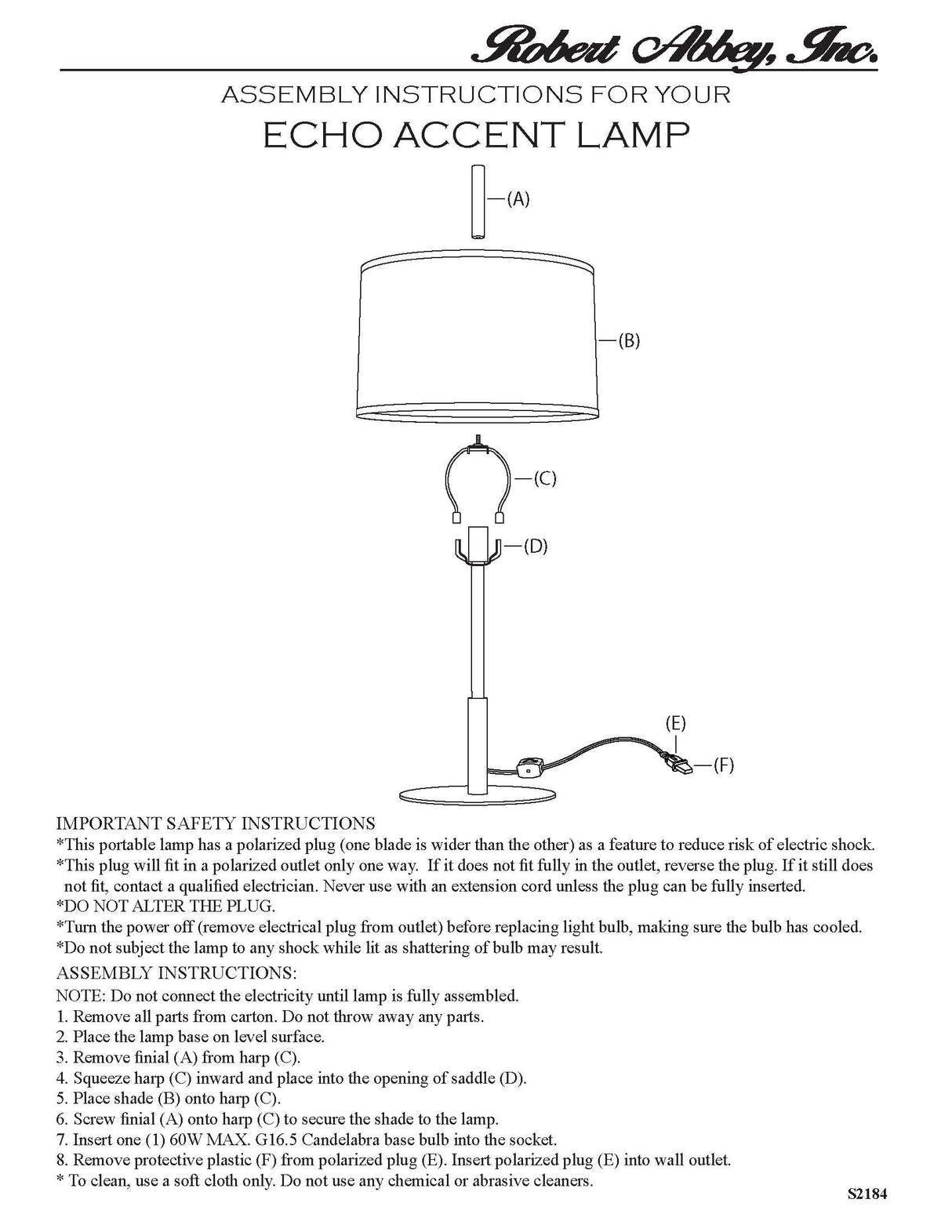Robert Abbey (Z2174) 8" x 22.75" ECHO ACCENT LAMP