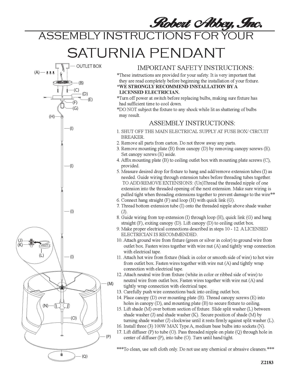 Robert Abbey (Z2179) 20" x 12.5" ECHO PENDANT
