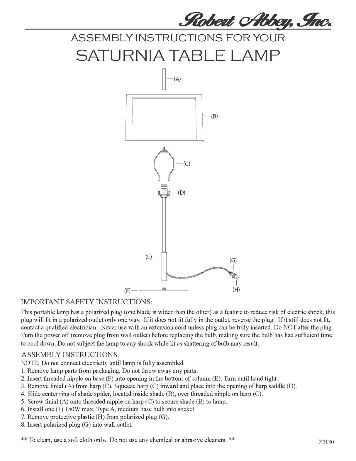 Robert Abbey (Z2180) 17" x 30" SATURNIA TABLE LAMP
