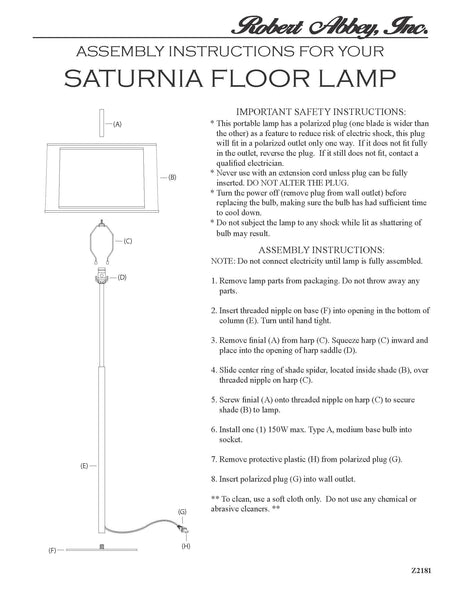 Robert Abbey (Z2181) 21" x 63.75" SATURNIA FLOOR LAMP