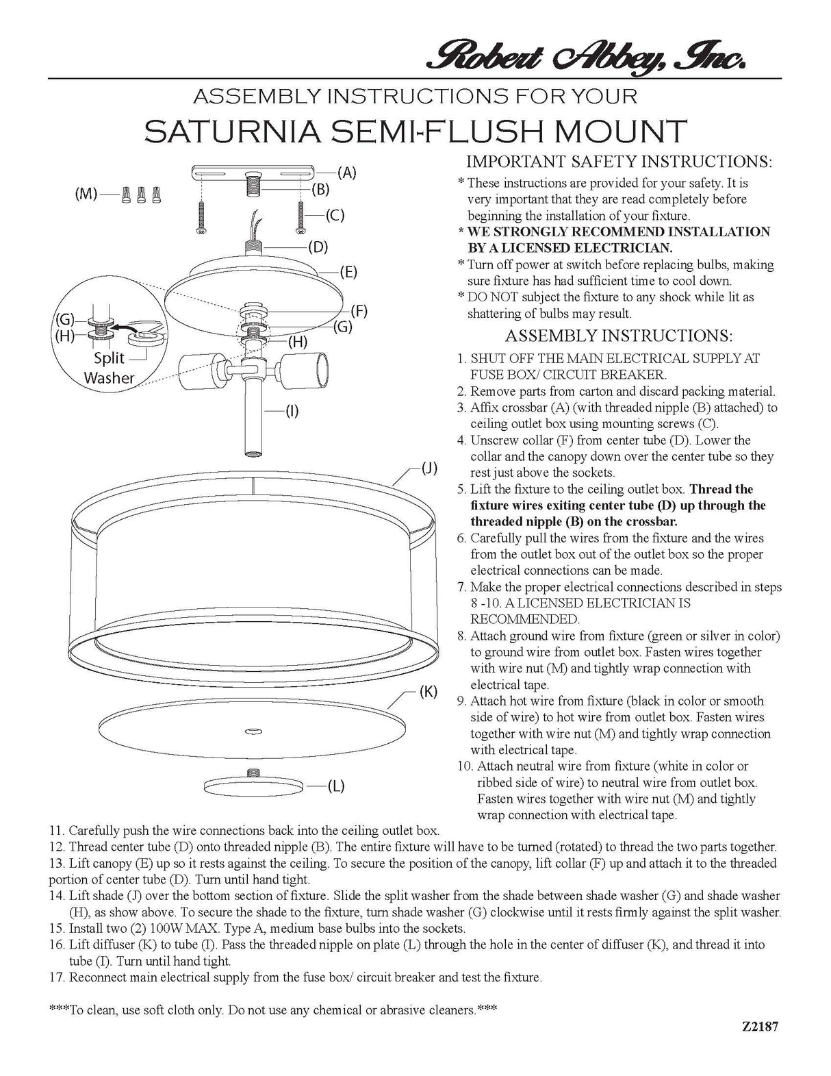Robert Abbey (Z2187) 17.5" x 9.75" SATURNIA FLUSHMOUNT