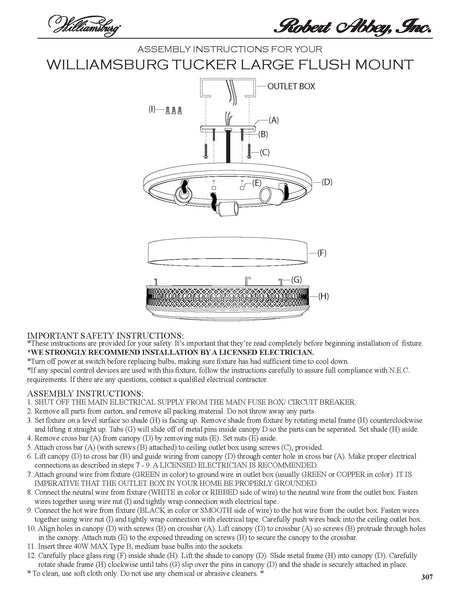 Robert Abbey (Z307) 16.75" x 4.63" WILLIAMSBURG TUCKER FLUSHMOUNT