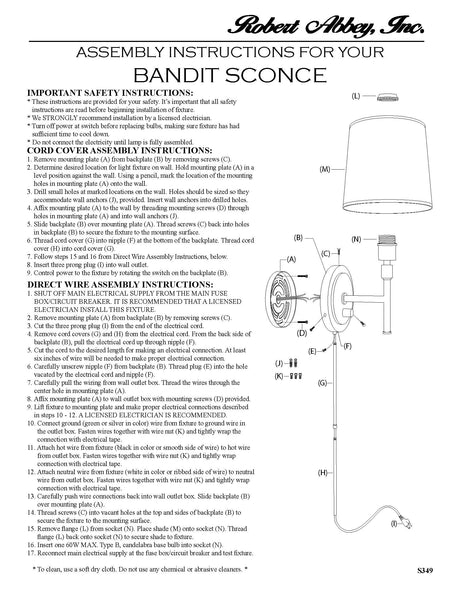 Robert Abbey (Z349) 7" x 12" BANDIT WALL SCONCE