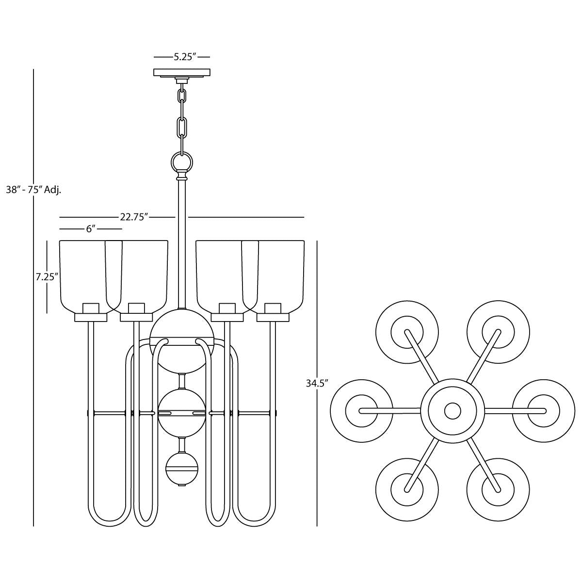 Robert Abbey (Z410) 22.75" x 34.5" WILLIAMSBURG TYRIE CHANDELIER