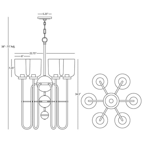 Robert Abbey (Z410) 22.75" x 34.5" WILLIAMSBURG TYRIE CHANDELIER