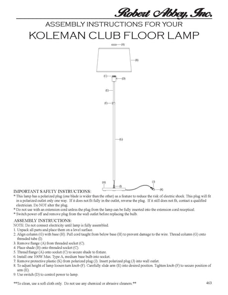 Robert Abbey (Z463) 0.75" x 49.25" KOLEMAN FLOOR LAMP