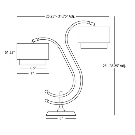 Robert Abbey (Z587) 8" x 25" CHARLEE TABLE LAMP