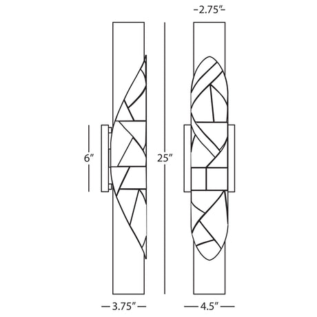 Robert Abbey (Z621) 4.5" x 25" MICHAEL BERMAN BRUT WALL SCONCE